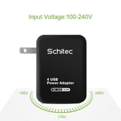 4 portová nástenná USB nabíjačka s americkou zástrčkou
